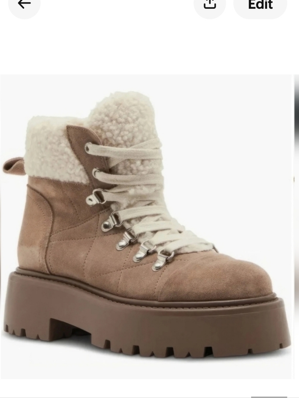 NWOT Steve Madden Reyen Platform Combat Boot Oatmeal Suede